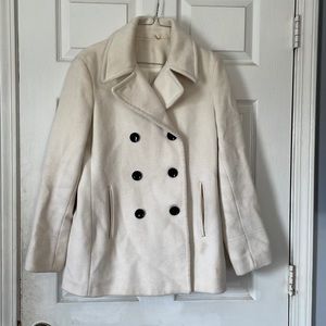 Calvin Klein white cream double single breasted pea coat trench coat soft sz 4